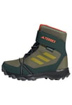 adidas Terrex Snow Hook-and-Loop Cold.RDY Winter Shoes Trail Running, Focus Olive/Pulse Olive/Orange, 1 UK