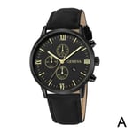 Casual Geneva Quartz Watch Herrklockor Casual Läderband Qua Gold Black