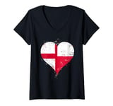 Womens Half Polish Half English A Poland England Flag in Heart V-Neck T-Shirt