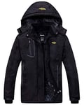 Wantdo Femme Manteau d'hiver Snowboard Outdoor Parka Randonnée Grande Taille Veste de Pluie Imperméable Blouson de Ski Décontracté Coupe-Vent Noir M