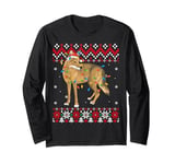 Coyote Santa Hat Men Women Kids Ugly Christmas Light Long Sleeve T-Shirt