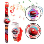 Barn Klocka Cartoon Watch Blinkande Ljus Upp Glow Digital Musikklockor Snurrande Topp Flip Cover Armbandsur Leksak Cars