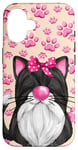 Coque pour iPhone 16 Pink Paw Pattern For Cat Mom Cute Watercolor Cat Art Kitten