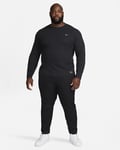 Mens Nike Life Long-Sleeve Heavyweight Waffle Crew Jumper Top Black Size XXL 2XL