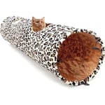 Famille - gabrielle Tunnel Chat Pliable avec 2 Trous et Boule pour Chats Chatons Lapins Cochon d'Inde 12025CM Beige