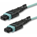 StarTech.com Câble Fibre Optique Multimode de 1m MTP(F)/PC à MTP(F)/PC OM3, 12F Type-A, OFNP, 50/125µm LOMMF, Réseaux 40G, Faible Perte d'Insertion, Cordon de Raccordement Fibre MPO (MPO12PL1M)