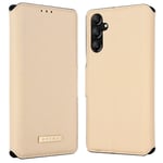 SKALO Samsung A14 4G/5G MUXMA Saffiano PU-Läder Plånboksfodral - Guld