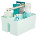 mDesign Rangement sous évier – Rangement de salle de bain en plastique et métal pour shampooing et savon – Organiseur de rangement portable pour cosmétiques – Menthe/satin