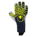 Uhlsport Målvaktshandske Prediction Supergrip+ Finger Surround - Navy/Vit/Gul, storlek 10½