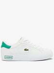 Lacoste Kids Powercourt Lace Up Trainer - White, White, Size 1 Older