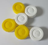 3 X Contact Lens Storage Soaking Cases - L+R Marked - Yellow and White - UK Made