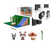 Mattel Minecraft Coffret Collection Mini Têtes Modulables, La Maison du Panda avec 1 maison à 2 niveaux et 2 figurines de pandas, Jouet Enfant, Dès 3 ans, HLL25