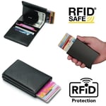 PopUp Smart korthållare skjuter Fram 8st Kort RFID-NFC Säker- Svart