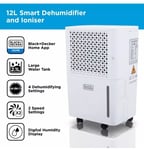 BLACK+DECKER 12L Smart Dehumidifier and Ionizer,  2.1L, BXEH600016GB in White