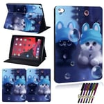 (iPad Mini 4 514.twin cats)Tablettikotelo Apple IPad 5th Gen/7th Gen/8th Gen/Air 2/3/IPad 2/3/4/iPad Pro/1st Gen/2nd Gen/IPad Mini 1/2/ 3/4/5 Cover+ Pen -tietokoneen kannet ja kuoret