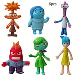 6 st Disney Pixar Inside Out Glädje Riley Rädsla Sorg Actionfigur Leksak Barn Present Skrivbordsmodell Figurer Dockdekorationer Tårta Topper Playset