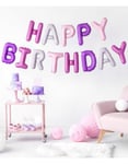 Happy Birthday - Lilla/Rosa/Grå Ballong-Banner 35 cm