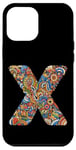 Coque pour iPhone 12 Pro Max Lettre initiale du nom de l'alphabet X dans le style Doodle Art