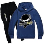 Ninja Kidz Träningsoveraller för barn Set - Luvtröja & Träningsbyxor - Sportkläder Activewear Blå Blue 7-8 Years