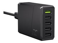 Green Cell Chargesource 5 - Strömadapter - 52 Watt - 2.4 A - Apple Fast Charge, Gc Ultra Charge, Huawei Fast Charge, Qc 3.0, Afc - 5 Utdatakontakter (Usb) - Svart