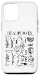 Coque pour iPhone 12/12 Pro Casque audio vintage breveté DJ Gamer Podcaster Musique