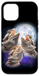 Coque pour iPhone 15 3 Dragon barbu hurlant à la lune drôle lézard reptile