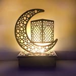 Veilleuse artisanale, faite à la main 3D en bois Moon Star led Lights Decor, décorations de lampe Ramadan Mubarak, maison fête chambre Eid ornements