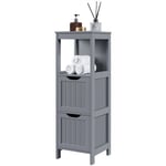 Meuble Armoire Rangement Salle de Bain Petit Colonne Toilette Gris 2 Tiroirs 