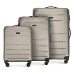 WITTCHEN Travel Suitcase Carry-On Cabin Luggage Hardshell Made of ABS with 4 Spinner Wheels Combination Lock Telescopic Handle Globe Line Set of 3 suitcases Champagne