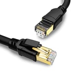 Cat 8 Cable Ethernet 1M RJ45 Réseau Blindé 40Gbps 2000MHz Câble Internet Haut Débit Cable Lan 1m Compatible Cat5 Cat6 Cat7,pour Switch,Modem,TV,Router,POE,Console de Jeux,PC (Noir)