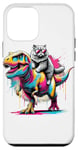 Coque pour iPhone 12 mini Pop Art Dinosaur T-Rex Siberian Cat Tyrannosaure Rex