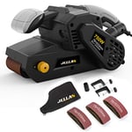 Jellas Belt Sander, 750W Electric Sander, with 10Pcs Sanding Belts and Dust Bag, Bench Sander with Variable-Speed Control, 2 in 1 Vacuum Adapter, 10 Feet (3 Meters) Length Power Cord