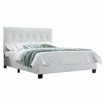 Lit double 160 x 200 cm en simili blanc + sommier fixe - pandora