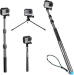 S3C Perche Flottante Extensible Amovible en Fibre de Carbone avec trépied Compatible avec GoPro Hero 11/Max/GoPro Hero 13/12/11/10/9/8/7/6/5/4/3+/3/GoPro Hero 2018/DJI Osmo Action 3/2,Insta360