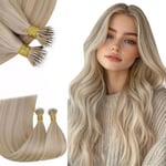 RUNATURE Extension Nano Ring Cheveux Naturel Blond Long Extension Cheveux a Froid Nano Loops Remy Hair Extensions Brun Doré avec Blond Clair 22 Pouces/55cm 50 Mèches/50g #16P22