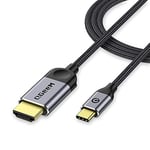 QGeeM USB C to HDMI Cable Adapter 6ft 4K, USB Type C to HDMI Thunderbolt 3/4 Compatible for iPhone 15 Pro Max,Galaxy,MacBook Pro/air,IPad Pro,Surface,Dell XPS,HP,Thinkpad,Pixelbook, and More.