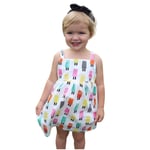 HINK Baby Dresses For Girl,Toddler Kids Baby Girl Summer Fashion Strap Ice Cream Backless Princess Dress 12-18 Months Multicolor Girls Dress & Skirt For Baby Valentine'S Day Easter Gift