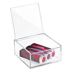 iDesign boîte à cosmétiques avec couvercle (10,2 x 10,2 x 5,1 cm), petite boîte de rangement en acrylique sans BPA, organiseur maquillage empilable, transparent