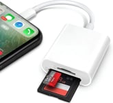 2 en 1 Lecteur de Carte SD pour iPhone iPad, Micro SD Card Reader Adapter Lightning, Lecteur de Carte avec Double Emplacement pour TF SD, Caméra de Carte Mémoire Adaptateur Plug and Play