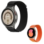 Kit 2x Bracelet Alpine M Nylonsense Phonecare Pour Samsung Galaxy Watch6 Lte - 40mm - Noir / Orange