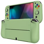 PlayVital Coque de Protection Souple pour Nintendo Switch OLED,ZealProtect Protecteur Joycon Grip Cover pour Switch OLED avec Capuchon Joystick&Caps Bouton ABXY-Vert Matcha