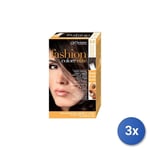 3x Fashion Elite Hair Colorant 4/0 Medium Brown Professional