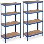 Relaxdays - Etagère charge lourde, Lot de 2, 4 niveaux, 157 x 80 x 41 cm, 280 kg capacité max., pour garage, cave, bleue