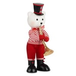 Krist+ Figurine décorative Ours Trompette Blanc Noir Rouge Polystyrène 19 x 62 x 27 cm