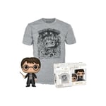 Funko Pop! & Tee: Harry Potter - Texture Velours - Medium - T-Shirt - Vêtements avec Une Figurine en Vinyle à Collectionner - Idée de Cadeau - Jouets et Top à Manches Courtes pour Les Adultes