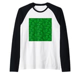 Climbing Vine Leaves In Lime On Green Raglan Baseball Tee