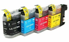 LC127XL & LC125XL 4 Pack Ink Cartridges Non-OEM for Brother MFC J4510DW J4410DW