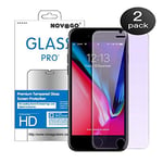 NOVAGO Compatible with iPhone 6, 6S, iPhone 7, iPhone 8, iPhone SE 2020, iPhone SE 2022-2 Resistant Tempered Glass Screen Protector Films with Blue Light Filter Effect (X2)