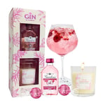 Pink Gin & Candle Gifts for Women - Flavoured Gin 5cl Miniature Alcohol Bottles, Scented Candle & 2 x Strawberry Chocolate Truffles. Alcohol Gift Set for Christmas Gifts, Stocking Fillers