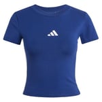 adidas Femme Essentials 3 Stripes Slim Baby T-Shirt, Dark Blue/White, XS